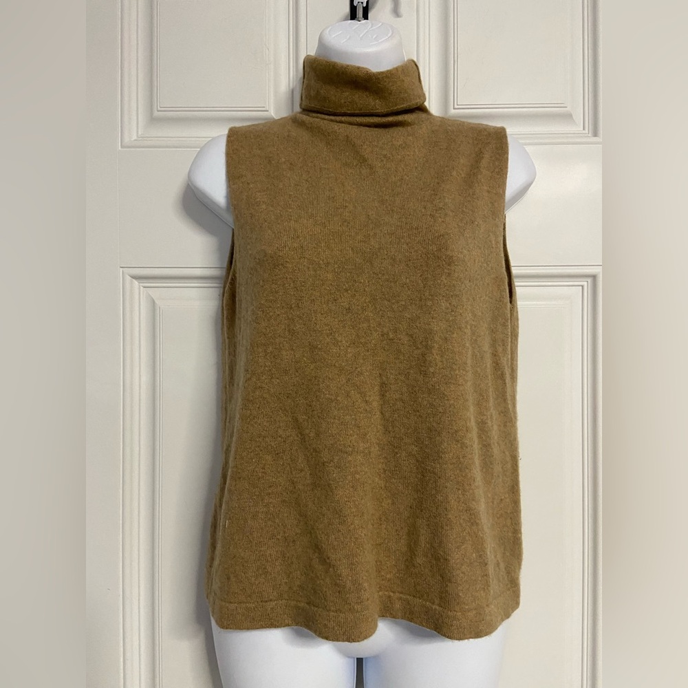 T13- Tan Turtleneck CASHMERE Sweater Top